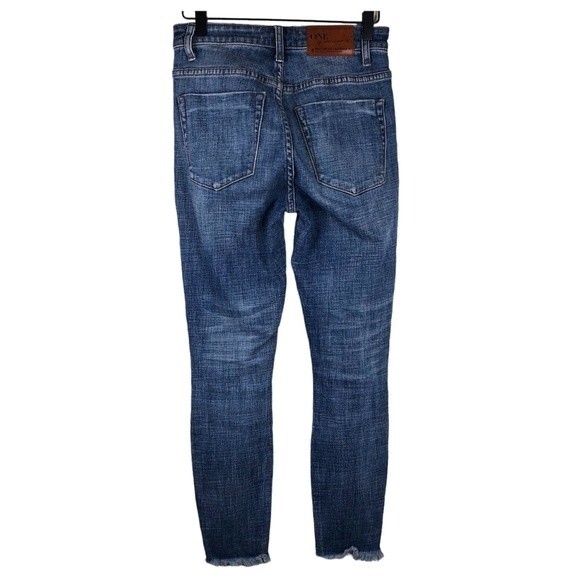 One Teaspoon High Waist Freebird II Jeans Distressed Knees Raw Hem 26 - Picture 5 of 10